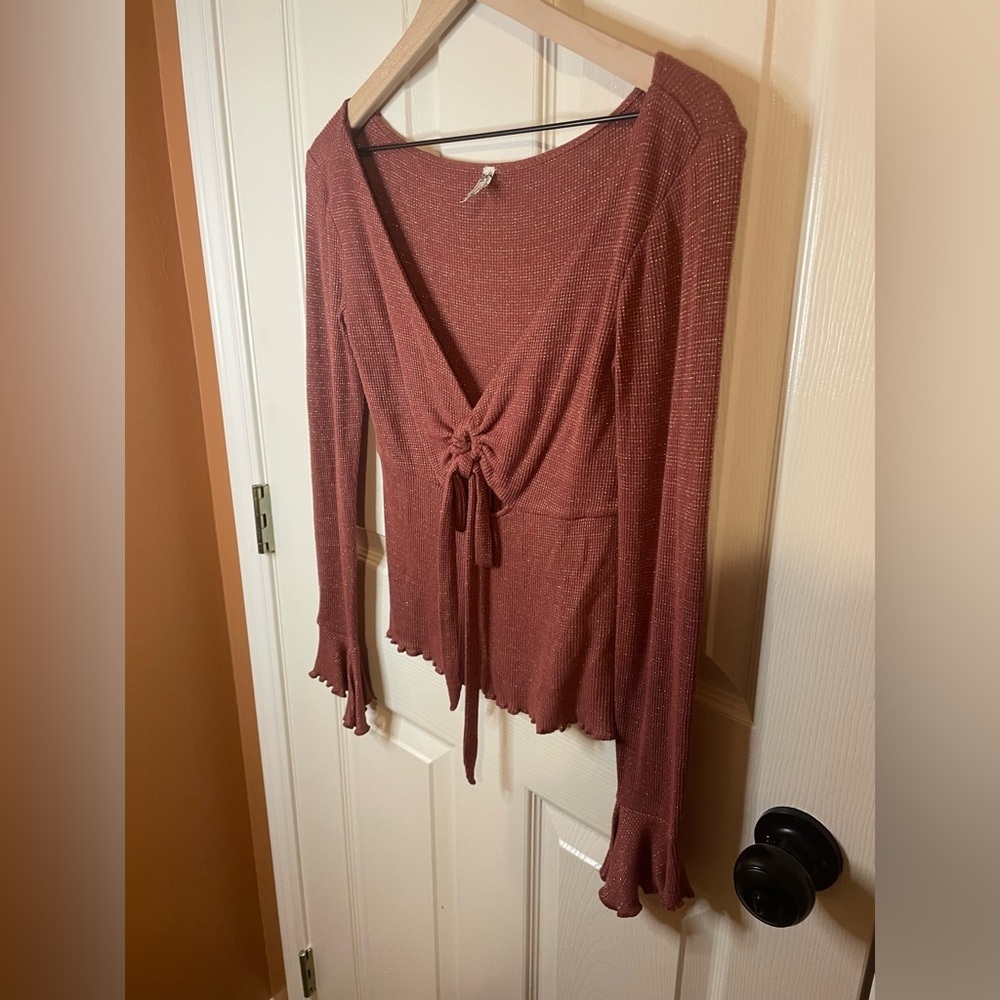 Free People Say When Long Sleeve in Dusty Mauve Size Small - Picture 5 of 8